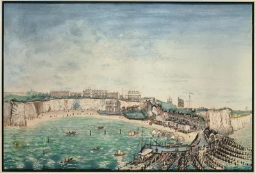 Blick auf den Strand und Hafen von Broadstairs, Kent, ca. 1830